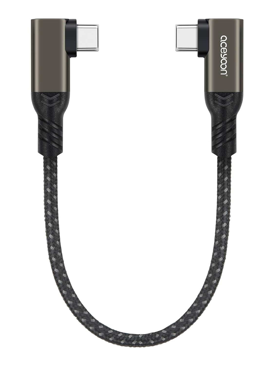 aceyoon Short USB C Cable, 90 Degree USB C to USB C Cable 240W QC 4.0 Fast Charging & Data Sync 0.6ft USB C Right Angle Braided Type C Charger Cord for iPhone 16 15 Pro Max iPad MacBook Galaxy S24