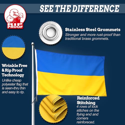 Drapeau ukrainien 0,9x1,5m durable et indéchirable 3 plis