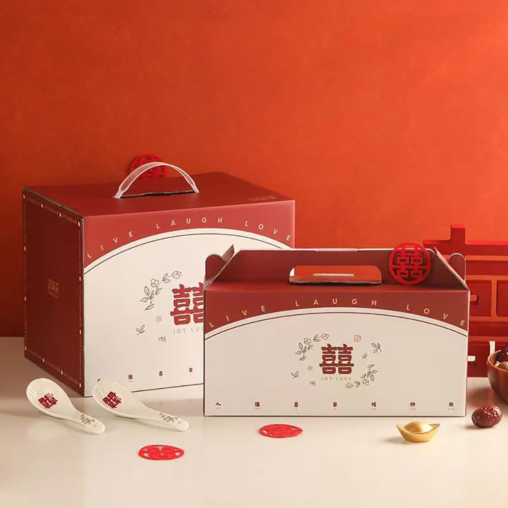Juego de 10 piezas de vajilla de cerámica para boda, ceremonia de inauguración de la casa, vajilla de cerámica china, cuencos, palillos, cucharas, platos con paquete de regalo