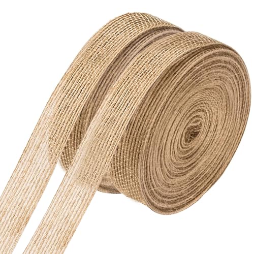 Juteband 2cm Breit 20m Burlap Band Vintage Sackleinen Geschenkband Deko Juteband Jahrgang für DIY Handwerk Dekoration 2 Rollen