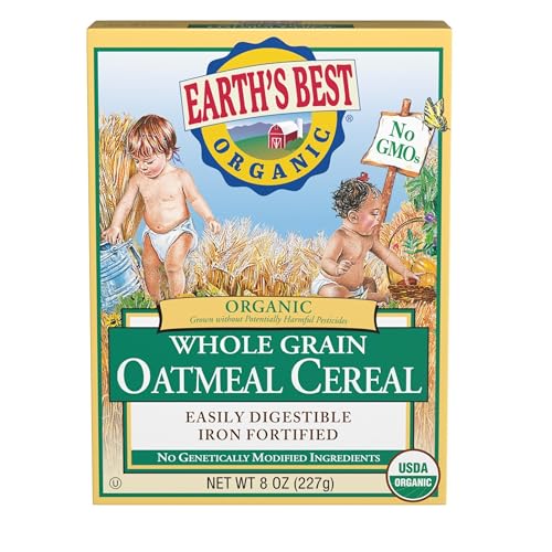 Earth's Best Organic Whole Grain Oatmeal Cereal 8 Oz (Pack of 6)