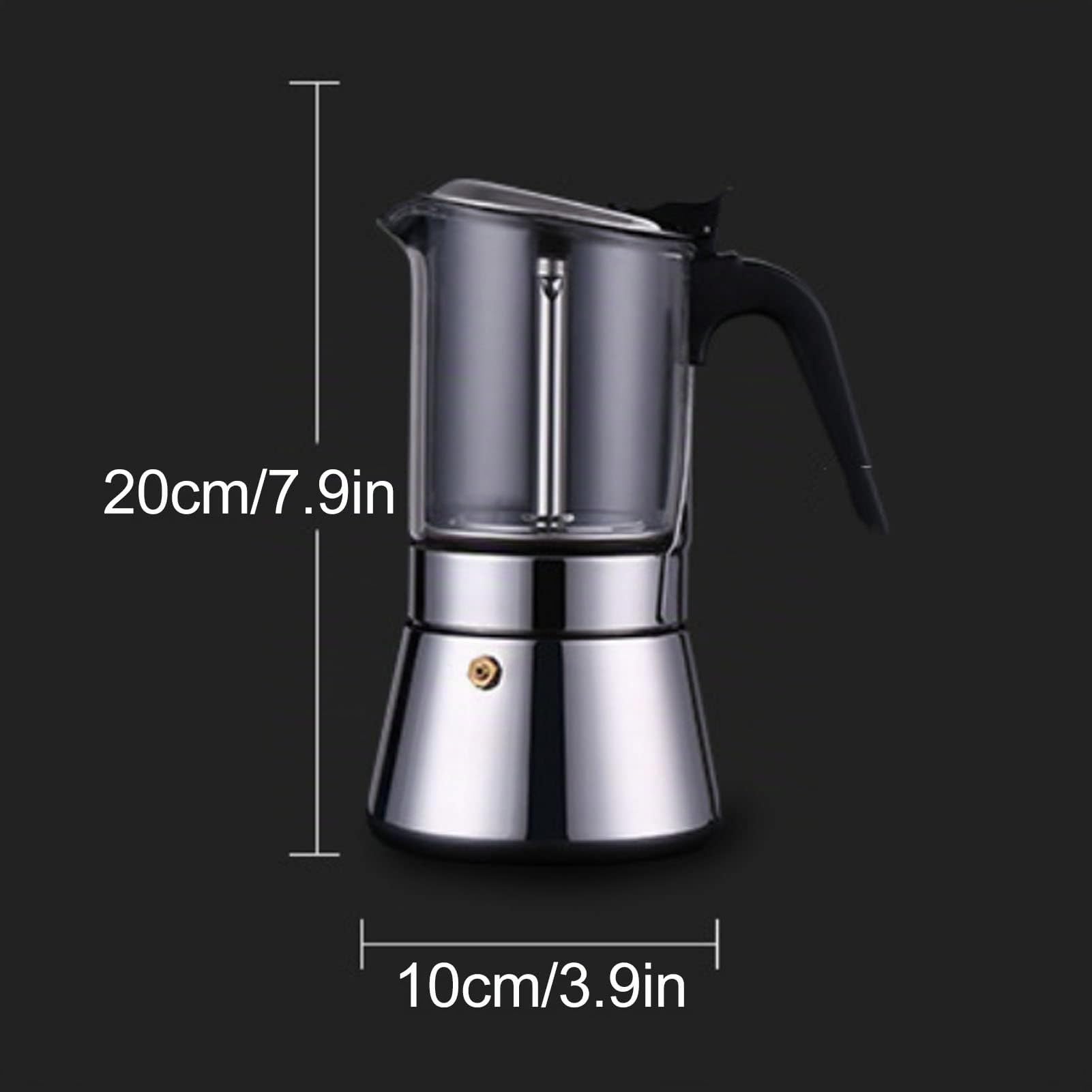 BuyWeek Cafetera Moka Pot, Cafetera Espresso de Tapa de Cristal Cafetera Italiana Clásica Cafetera para Estufa 4 Tazas