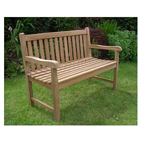 4ft 120cms 1.2m Chunky Teak 2 Seat Garden Park Bench Java Garden Furniture For Your Patio 1.2 metres Cover