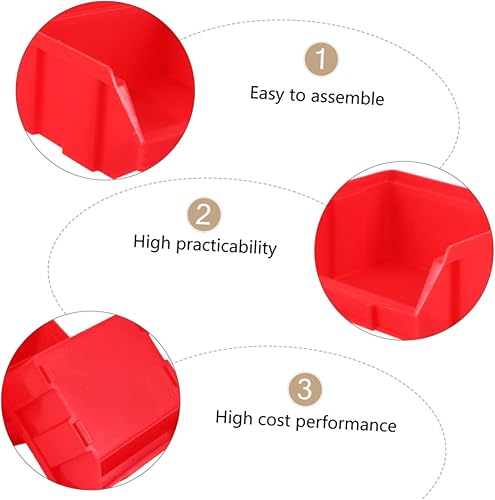 Miniatura 9 de DOITOOL Contenedores de almacenamiento de plástico con tapas, pequeños contenedores apilables rojos - Contenedores de almacenamiento montados en la