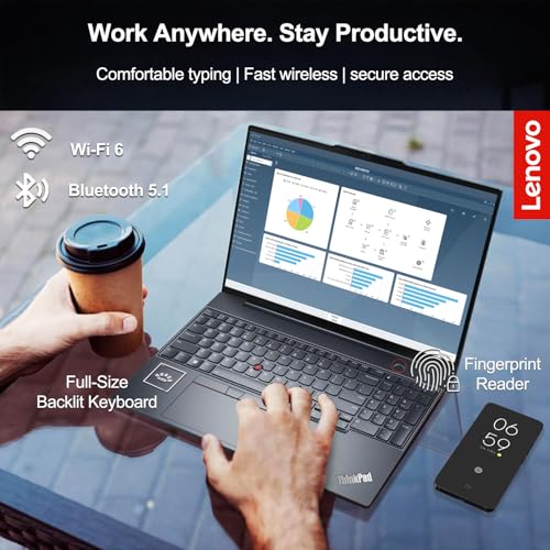 Image of Lenovo ThinkPad AI Laptop, 16 inch WUXGA IPS Display, 13th Gen Intel Core i5-1335U(>i7-1255U), 40GB RAM, 1TB SSD, Backlit KB, Fingerprint Reader, Ethernet Port, Win 11 Pro, MS 365 Web Access