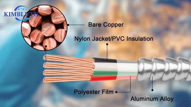 Image of 8 /2 Metal Clad (MC) Cable with Ground 25ft, 8 Gauge Electric Wire with Aluminum Armor, Solid Bare Copper Conductors for Indoor Outdoor Underground Embedded Installation (8 /2, 25 FT)
