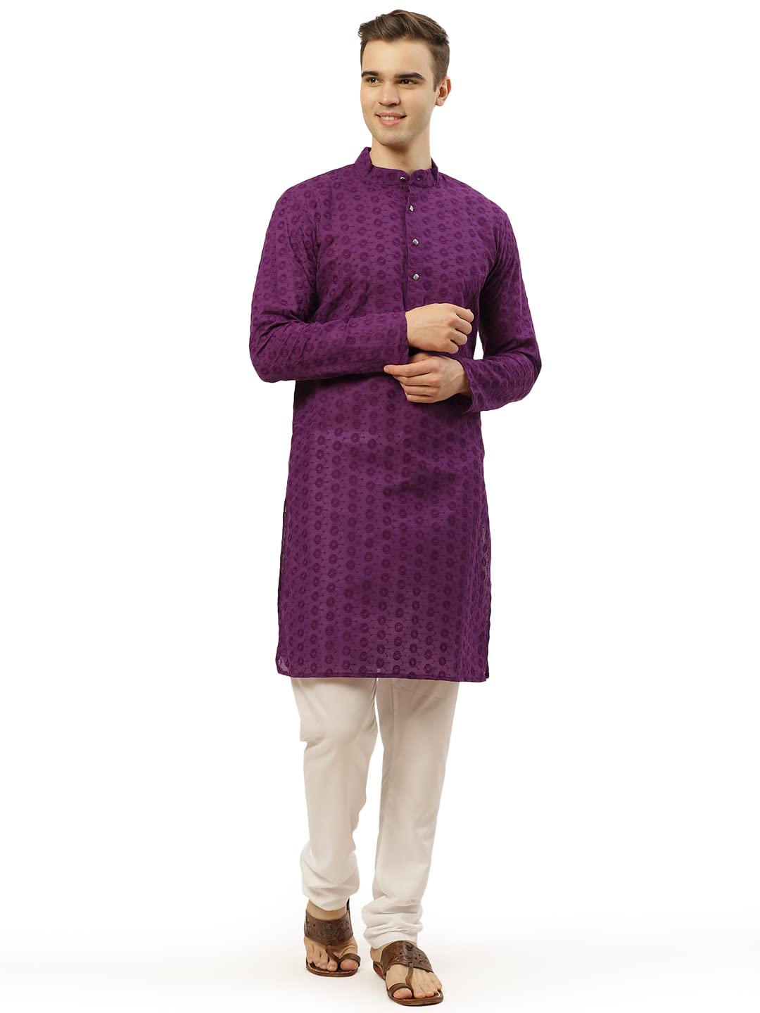 jompers Men's Embroidered Straight Kurta Pyjama Set.-picture-33