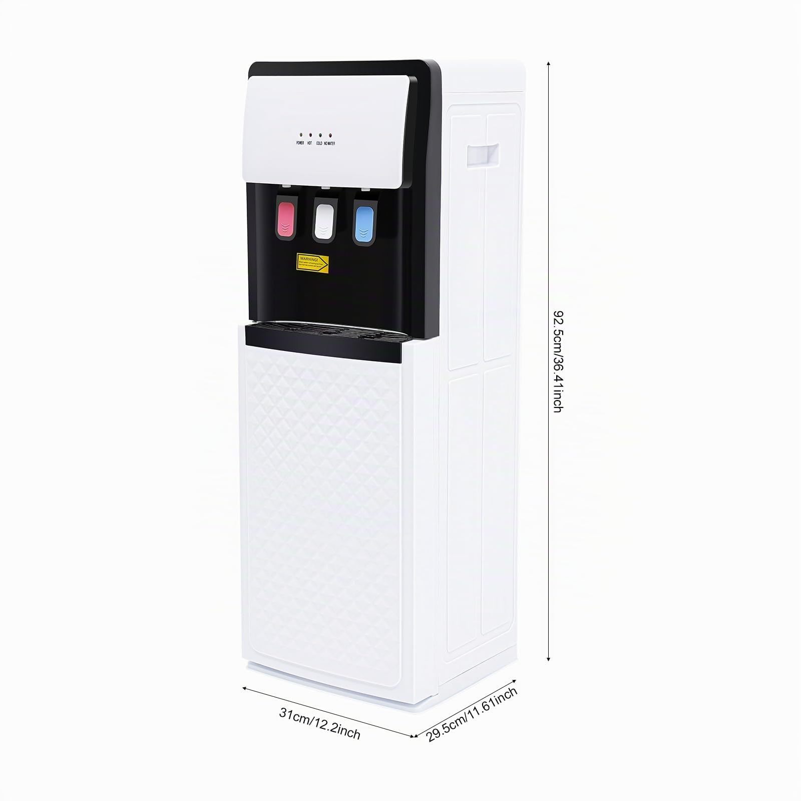 Dispensador de agua recargable de suelo, blanco, 500 W de agua caliente y agua fría de 90 W, protección contra sobrecalentamiento, práctico para uso doméstico y de oficina