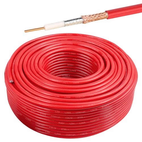 Câble coaxial RG8X de 61 m rouge pour connecter vos antennes VHF UHF