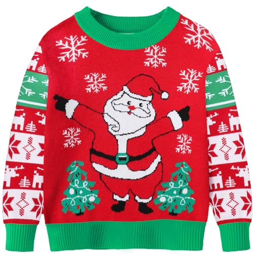 Ugly Christmas Sweater for Kids Boys Girls Christmas Sweater Knit Xmas Pullover Holiday Party Jumper Sweatshirt 4-14T