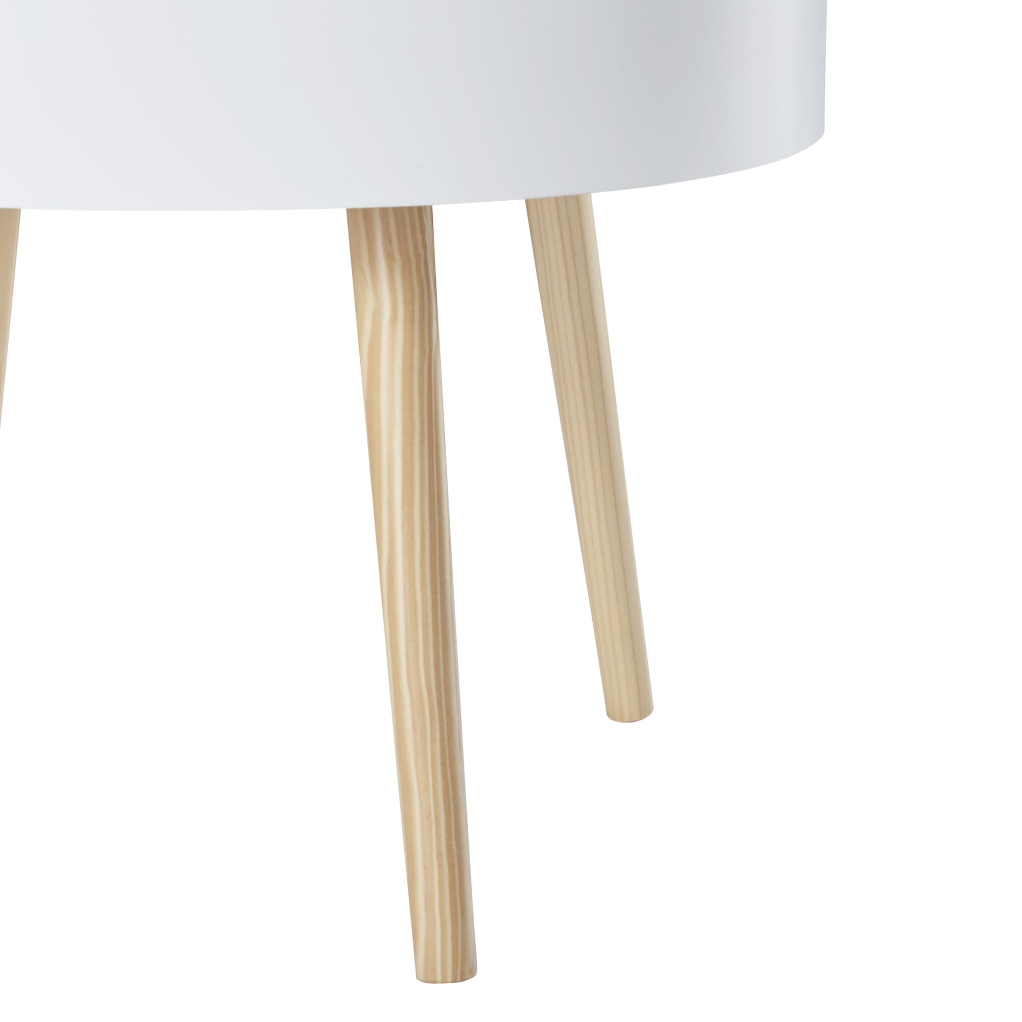 [en.casa] Couchtisch Bongard mit abnehmbarem Tablett rund Beistelltisch in glatter Optik Ø60 x 45 cm für Wohnzimmer Aufbewahrungstisch niedrig Sofatisch mit Stauraum Weiß