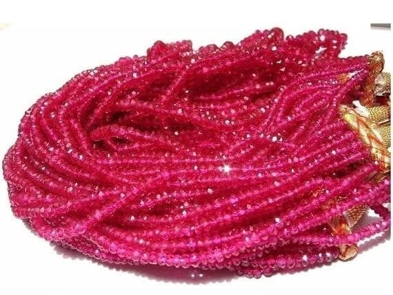 Rondelles corindon rose rubellite LKBEADS 3mm pour création bijoux DIY