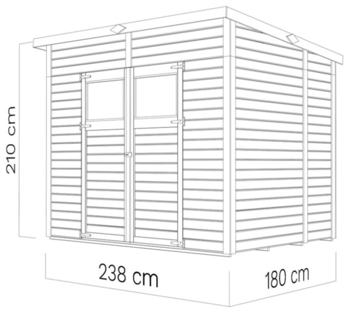 Alpholz Gerätehaus Mollie 251x199 cm Fichtenholz 14 mm Wandstärke Pultdach Holzhaus mit Montagematerial