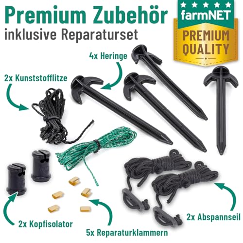 VOSS.farming farmNET+ Schafnetz, 25m, 2 Spitzen, 90cm Netzhöhe, grün, Elektrozaun-Netz, Lämmer, Schweine, Ziegen, Geflügel, Hunde