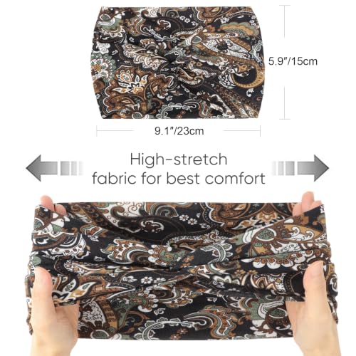 Image of DRESHOW 4 Pack Turban Headbands for Women Wide Vintage Head Wraps Knotted Cute Hair Band Accessories