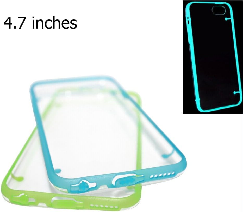 Luminous Glow in the Dark Cover Case for iPhone 4 4S 5 5S 5C 6 Plus Samsung Galaxy S5 i9600 (for iPhone 6 4.7" Set of 2: Blue + Green)