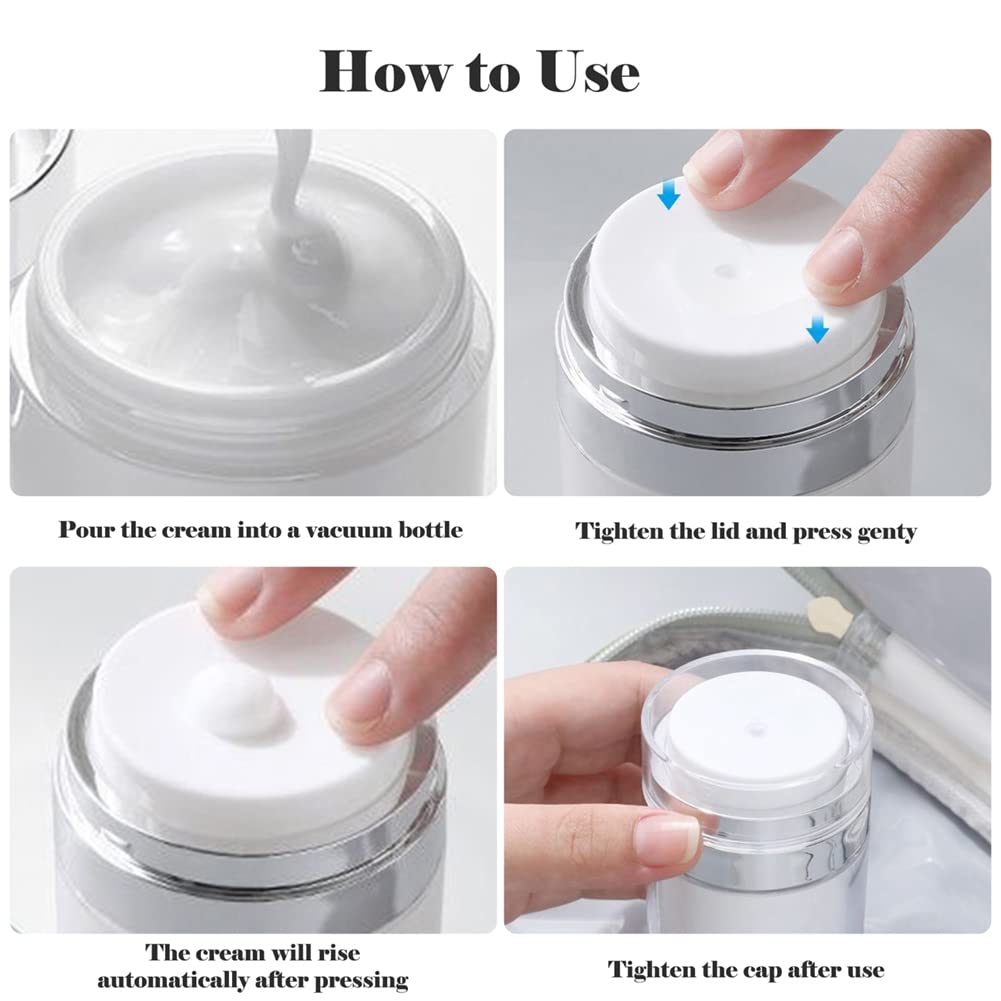 HOTUT Dosatore Contenitore Crema Bottiglie, 50ML Ricaricabile Airless Pump Contenitori Cosmetic Cream Jar, Crema Vuoti Barattoli per Viaggio