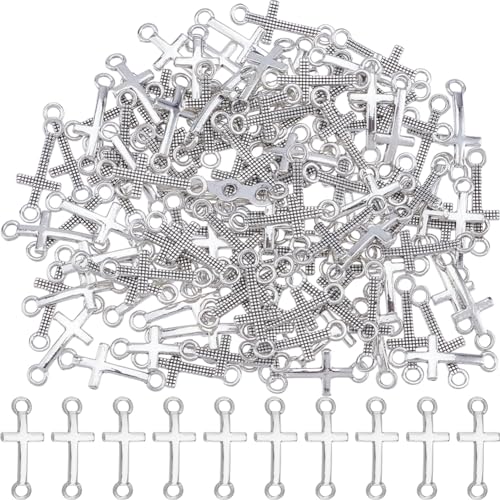 SUNNYCLUE 1 Box 120Pcs Easter Charm Cross Connector Charms Cross Charm Bulk Cross Metal Charms Cross Linking Charm Rosaries Crucifix Charm Cross Connectors for Jewellery Making Charms DIY Crafts