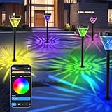 ZQHGMM Giant Smart Solar Pathway Lights - 2 Pack Tall Bright RGBCW Waterproof, APP Control Outdoor Solar Lights for Paths, Gardens, Terraces, Landscapes, Walkways, Christmas Decorations