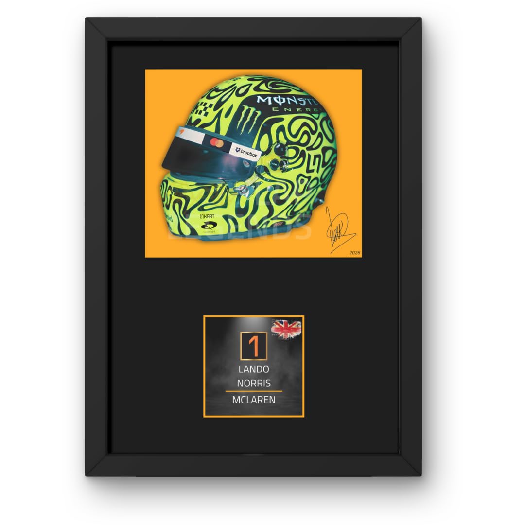 Lap Legends Black Lando Norris Framed Display Gift With Reproduced Digital Signature (2026 Bold)