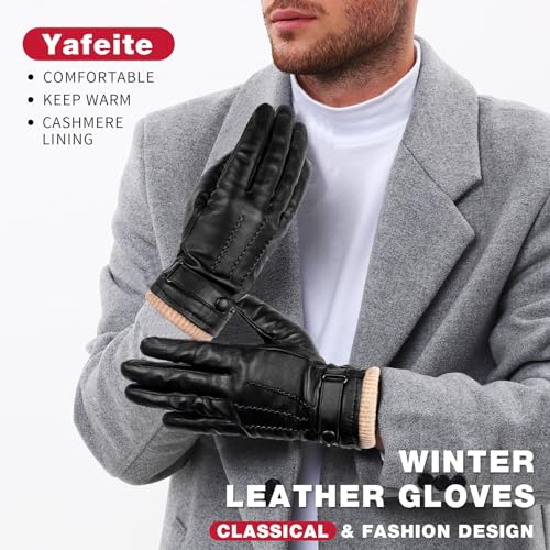 yafeite Genuine Sheepskin Fur Lined Gloves