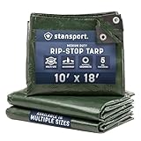 Stansport Medium-Duty Rip-Stop Tarp 10' x 18' - Dark Green (T-1018)