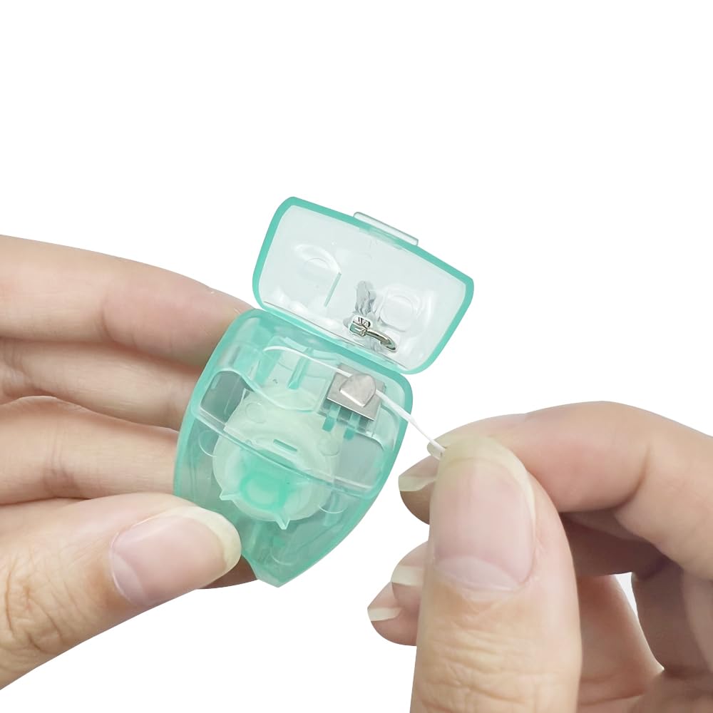Set di 100 portachiavi portatili per la pulizia dei denti alla menta, a forma di dente, design piatto, rotolo di filo interdentale, per la pulizia orale