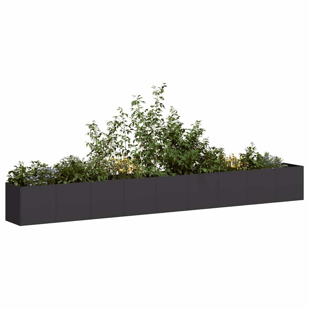IKAYAA Raised Garden Bed Galvanised planter Bottomless Galvanised Steel Planter Box for Growing Outdoor Plants, Vegetables-black-360 x 40 x 40 cm