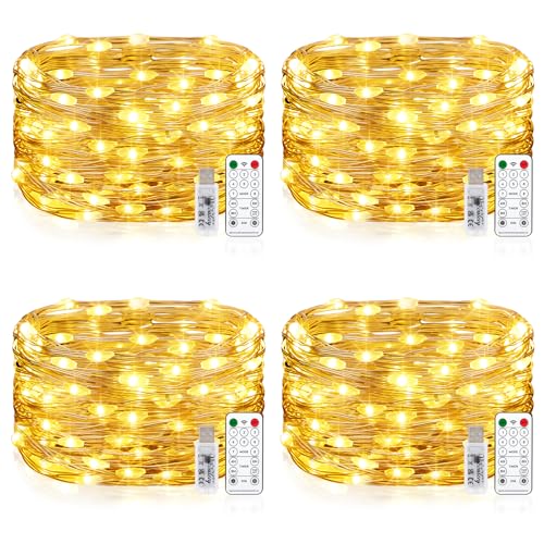 Wasserdicht Draht Lichterkette, 4 x 10M 100 LED USB Weihnachten...