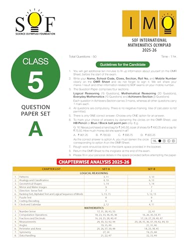 Image of MTG IMO Olympiad 10 Previous Years Papers Class 5 Mathematics (2025-2021 Set A & B) - Model Test Papers with 24 Sample OMR Sheets | PYQ Book For SOF Olympiad 2026-27 Exam
