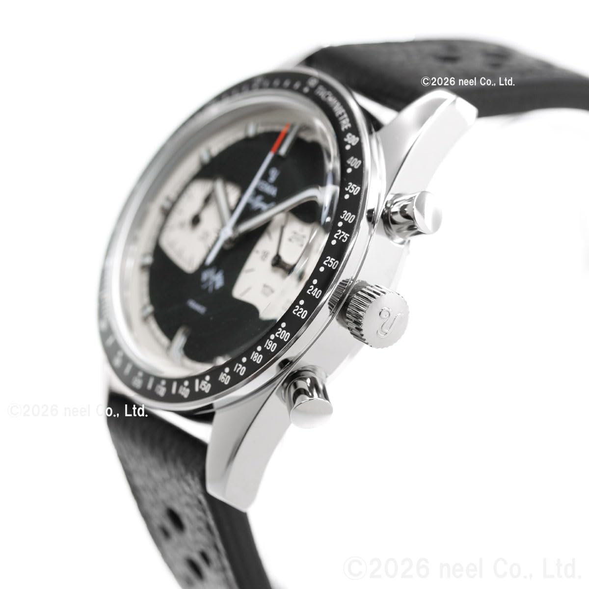 YEMA Rallygraf Reverse Panda Acero Híbrido Mecánico Cuarzo Cuero Negro Reloj Hombre, Negro , Correa