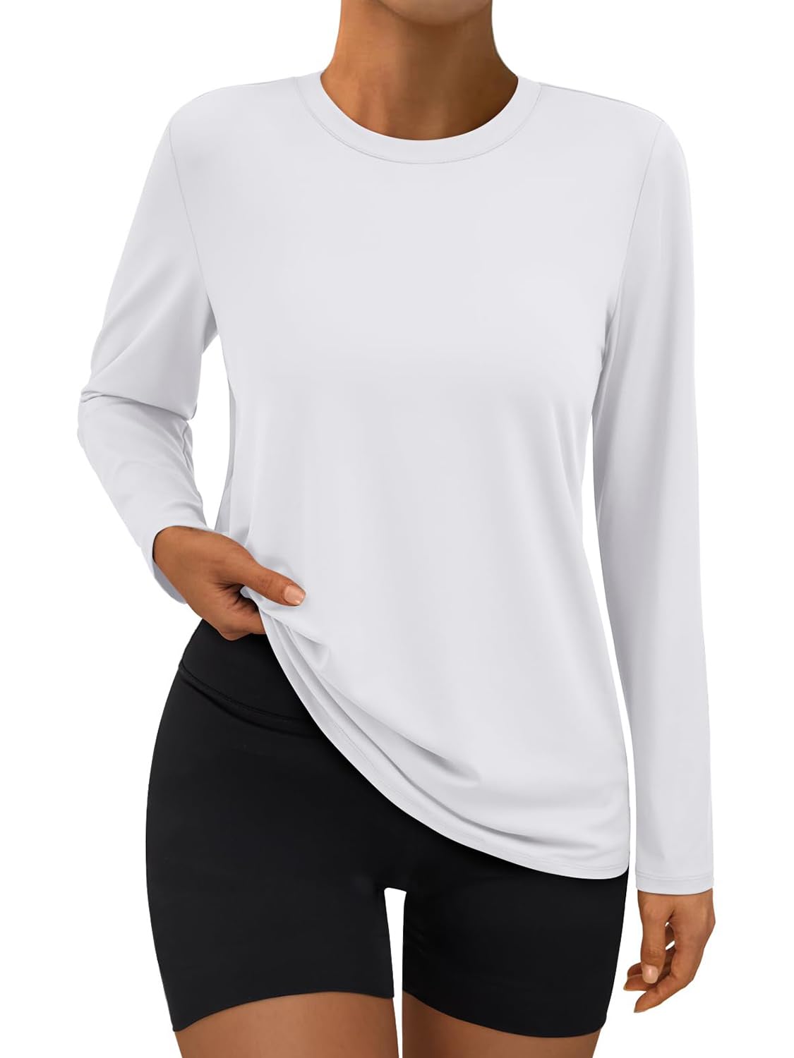 Suncife Damen-Workout-Tops, langärmelig, Fitnessstudio, Sommer, athletisch, Yoga, lockere Passform
