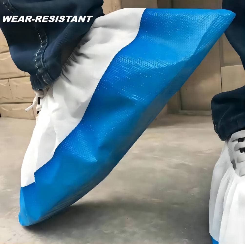 100 Pièces Couvre-chaussures, CPE+PP Couvre-chaussures Jetables, Couvre Chaussures, Surchaussures Jetables, Sur Chaussure, Antidérapants, Imperméables, Bleu