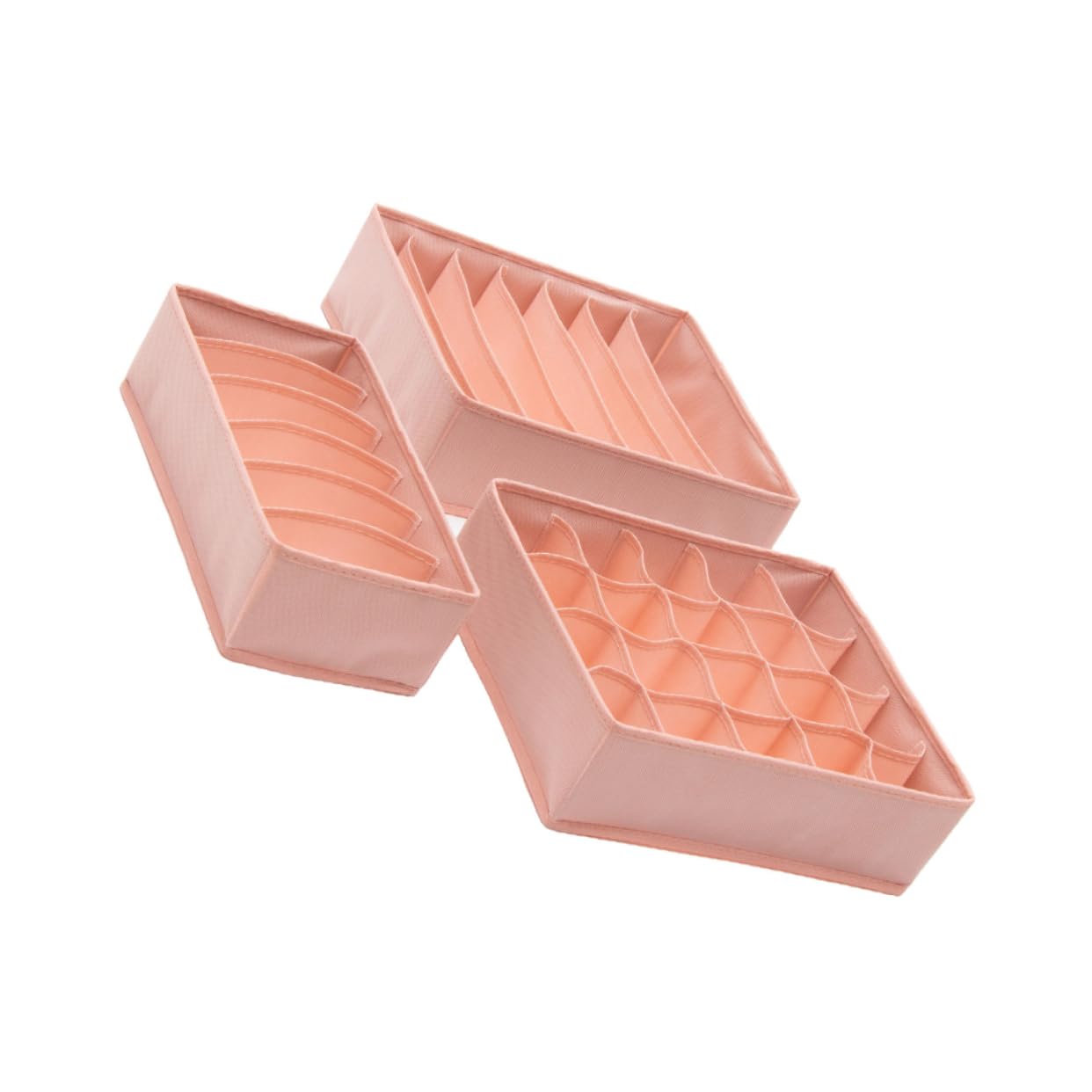 Aufbewahrungsbox für Unterwäsche 3 Stück Rosa aus Vliesstoff | Fächerdesign, für Schrank und Schublade, 1 Satz für Bhs, Accessoires und Reise