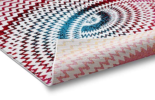 Warp Multi Chevron Red Blue Yellow Green Zigzag Modern Abstract 3D Area Rug (7'10" X 9'10") Easy Clean Stain Fade Resistant Shed Free Contemporary Geometric Thick Soft Plush Living Dining Room #TOP3