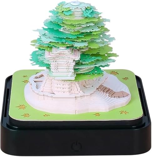 3Dカレンダーメモパッド 2025 デスクカレンダー 3D クリスマスツリー 花の木 パンダ スペースウォーカー カレンダー メモ帳 ライト付き クリエイティブ デスク カレンダー DIY 紙彫刻 アート 学校 クラフト ホーム オフィス用 (4)