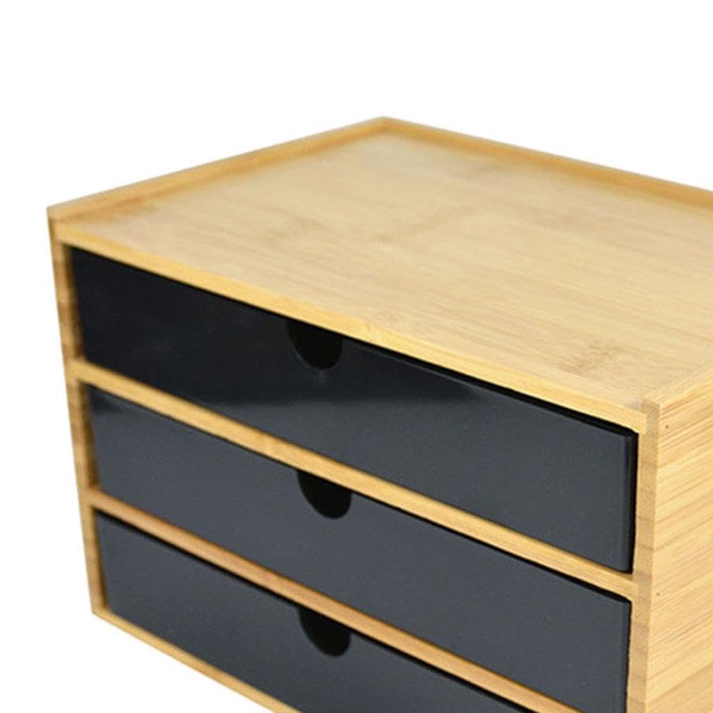 Organizador de escritorio de tres capas con cajón almacenamiento escritorio. Solución almacenamiento eficaz para el hogar y la oficina. Organizador tres capas para, negro, 3