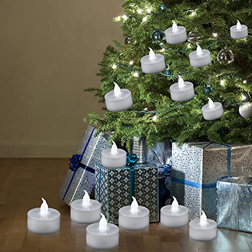Image of YIWER 24pcs Flameless Tea Lights Candles Realistic LED Flickering Operated Pumkin LED TeaLights Candles Long Lasting Electric Fake Candles Decoration for Party and Gifts Ideas