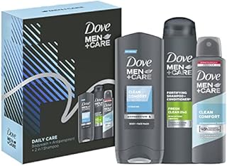 Dove Men+Care Daily Care Trio body wash, 2-in-1 shampoo & conditioner and anti-perspirant in a stylish gift box Gift Set perfect gifts for him
