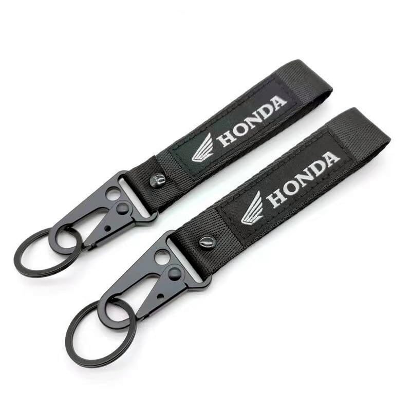 Image of 2 Pack Heavy Duty Fabric Keychains - Black Motorcycle Keychain for Bike, Car Keys - Durable Polyester Key Chain with Metal Clasp - Secure Key Holder for Men & Women (6.3 Inch)