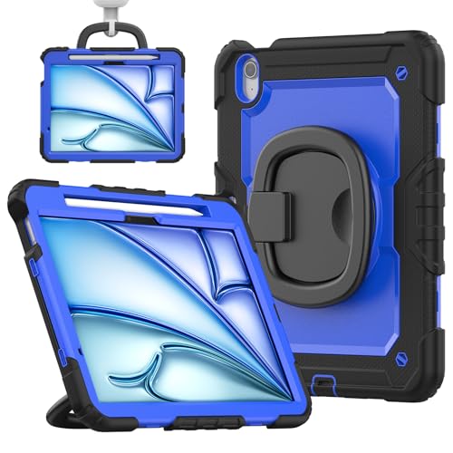 Étui iPad Air 11 M2 2024 antichoc avec support rotatif et bandoulière de transport