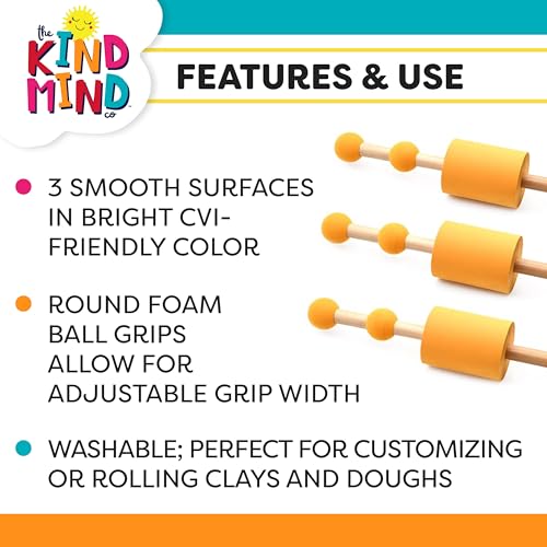 Solid Rollers - The Kind Mind Co. Adaptive Art Tools, Accessibility Aid for Kids & Adults, Mobility Aid for Painting, Drawing, Dough, Clay, Crafts - 3-Pack - Thumbnail 3