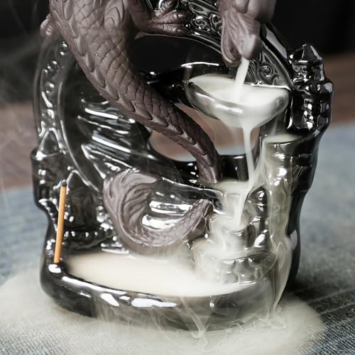 Brûleur d'encens dragon en céramique à refoulement pour salon - 6