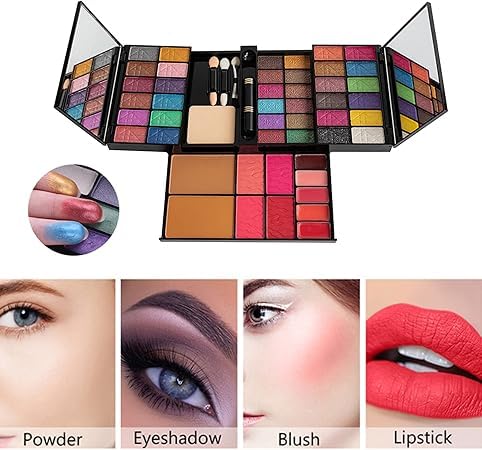 FATASH All-in-One Face Makeup Palette 47 Colors Set, Eyeshadows, Blush, Powders, Lip Gloss & Mascara, Waterproof & Smudge-Proof Full Face Cosmetic Kit with 2 Applicators, Sponge Pad For Girl & Women - Image 2