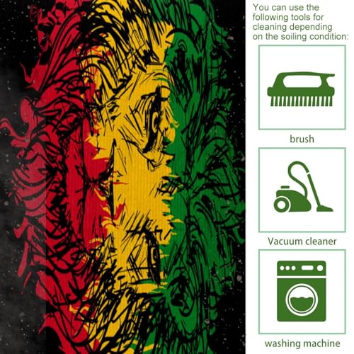 Tapis de cuisine antidérapant de qualité supérieure motif lion noir lavable en machine
