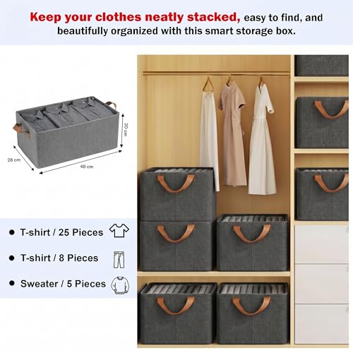 Image of PRIME PICK XL Oxford Cloth Organizer jeans, t-shirts, sweaters, socks, towels, and daily essentials neatly in wardrobes, shelves, or closets in bedrooms and living spaces. (Pack of 3)