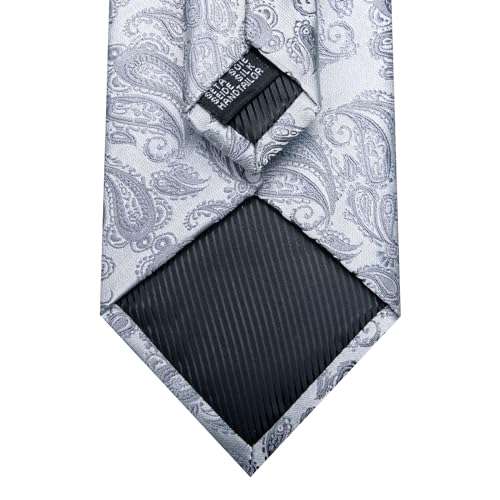 Image of Barry.Wang Men Ties Paisley Woven Silk Necktie Set with Pocket Suqare Cufflinks Formal