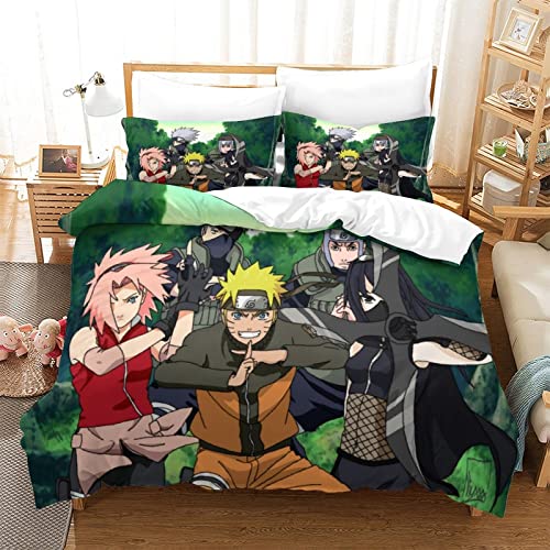 KNITII Naruto Juego De Funda De Edredón para Jóvenes,para Niños Y Niñas,Funda De Edredón con Anime Characters 3D,Funda De Edredón Personalizada,Funda De Edredón Microfibra Double(200x200cm)