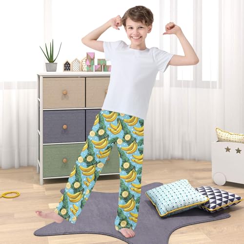 Banana Fruit Green Leaves Pajama Pants Long Sleep Pants Soft Pajama Bottoms With Pockets Loungewear4