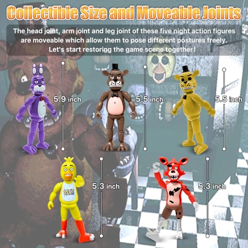 Action Figures Set, 5 Pcs Action Figures Toys, 5.5 Inches Movable Joints Collectible Toys Set with Light Gifts Cake Toppers for Video Games Fans Boys, Girls, Kids & Adults - Image 3